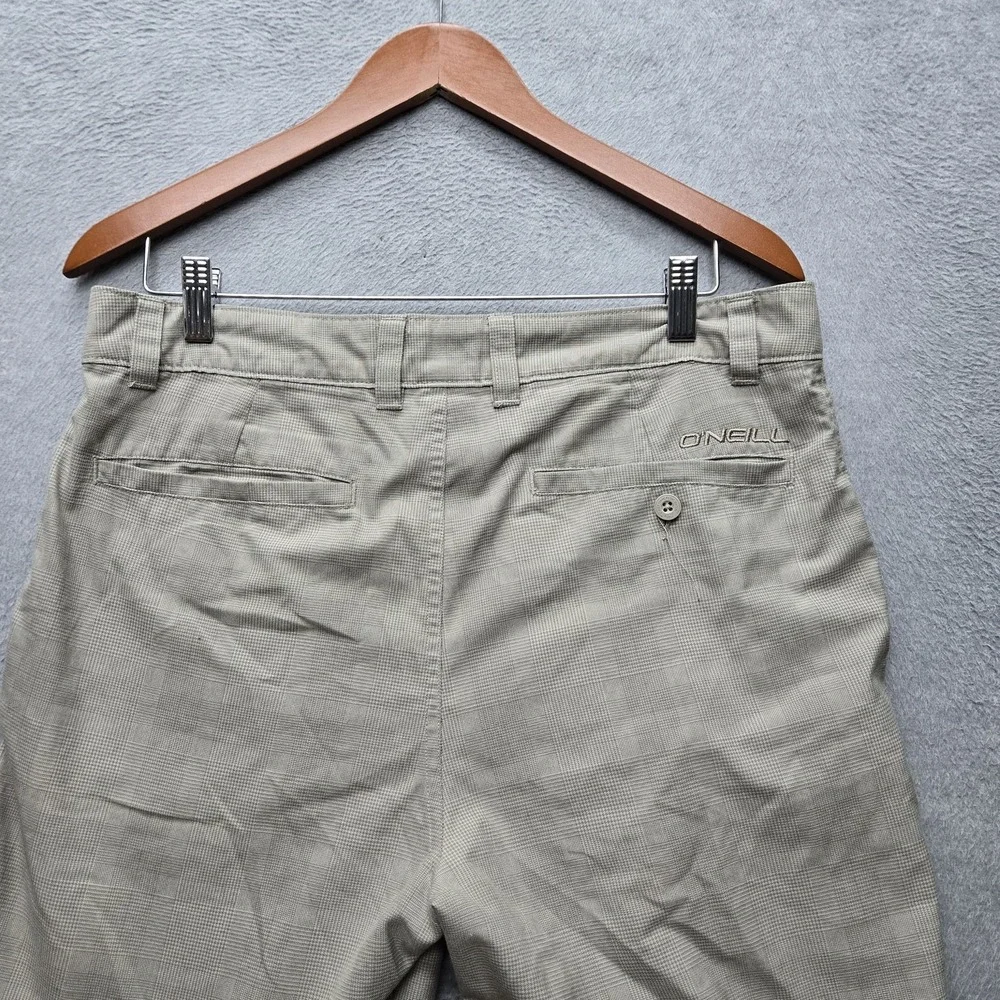 O'Neill Men Shorts 32 Khaki Embroidered Plaid Chino Button 10